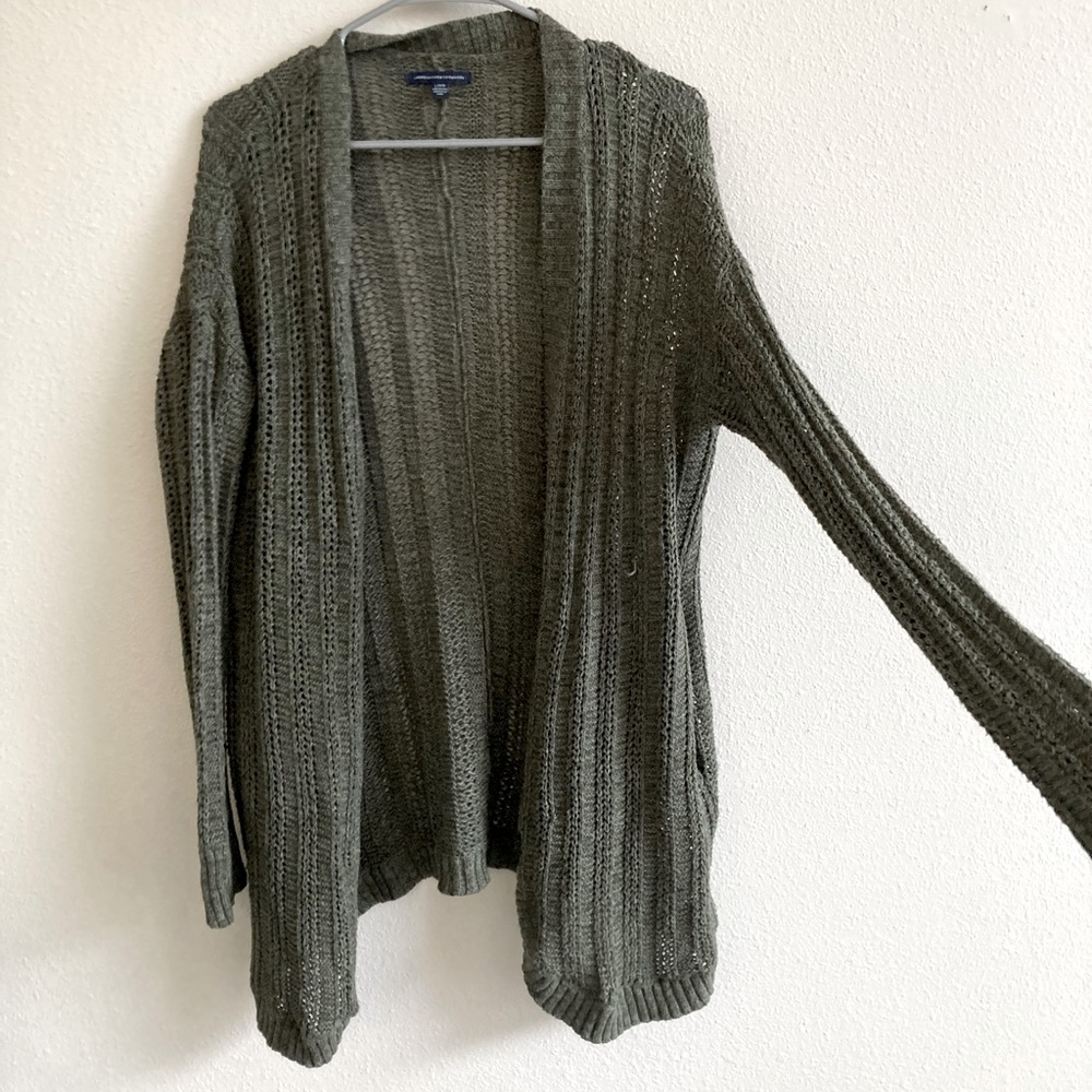 American Eagle Open Knit Army green Cardigan